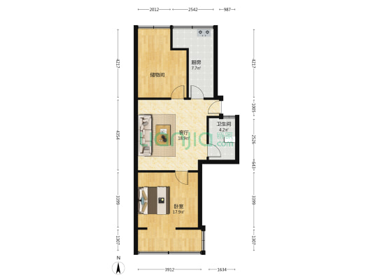 教师公寓 1室1厅1卫 75平方