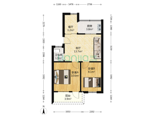 富丽家园福泰园 2室2厅1卫 56平方