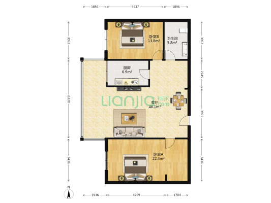新源大厦住宅楼 2室1厅1卫 129平方