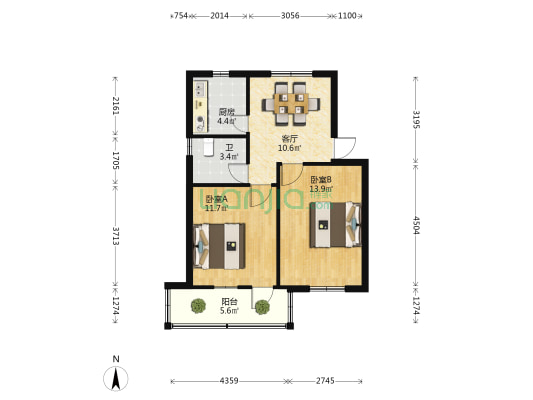 斜西街 2室1厅1卫 60平方