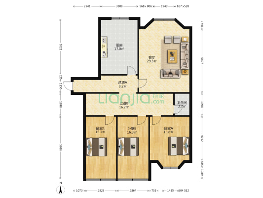永兴华庭 3室1厅1卫 137平方