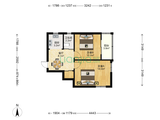 西塘沿河 2室1厅1卫 55平方