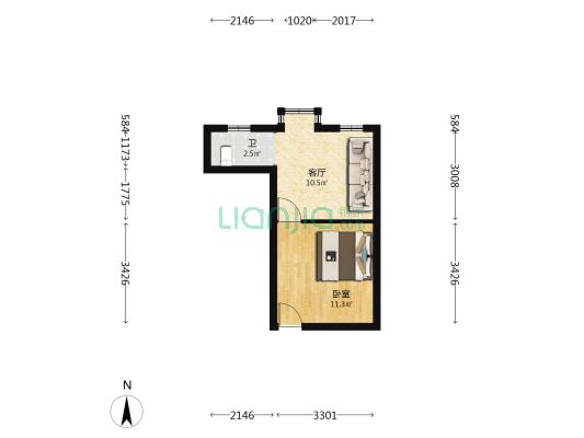 马皇庙巷55号 1室1厅1卫 31平方