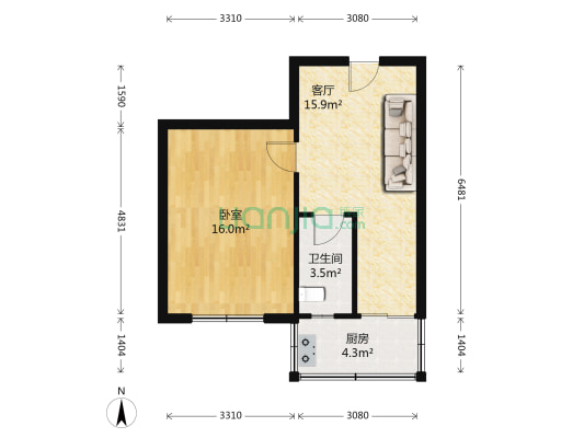 青春南里 1室1厅1卫 48平方