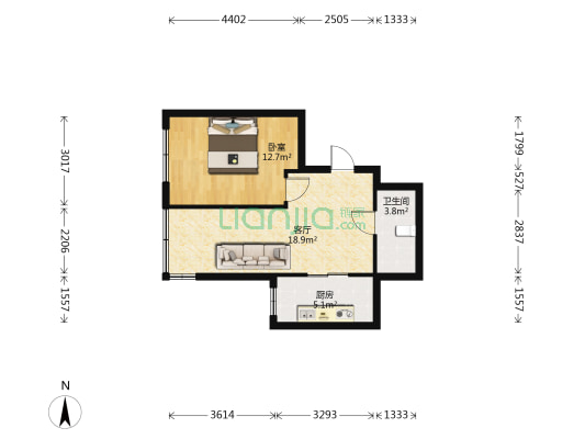 御景苑二期 1室1厅1卫 56平方