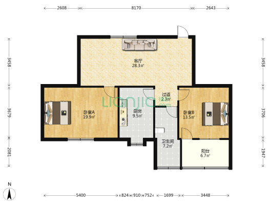 解放路9号 2室1厅1卫 100平方