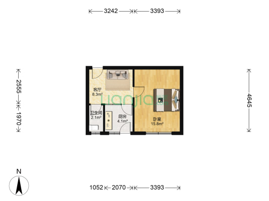 树东小区A区 1室1厅1卫 42平方