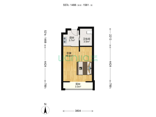 天汇园 1室0厅1卫 40平方