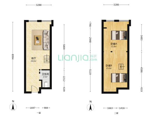 中交广场 2室1厅1卫 39平方