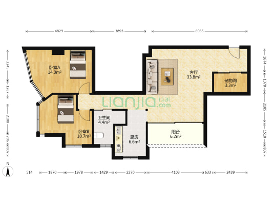 旭日大厦 2室1厅1卫 102平方