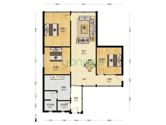 电子路段94号 3室1厅2卫 116平方