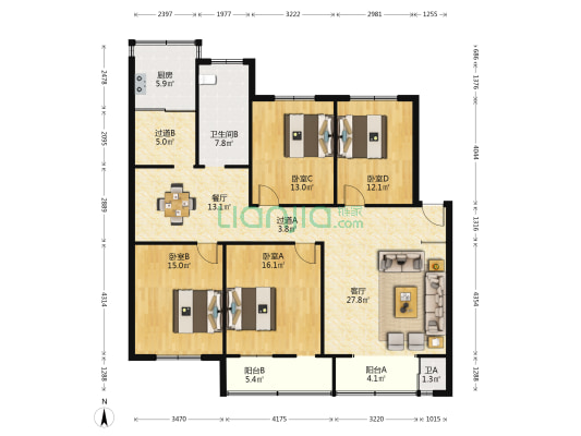 金水路105号附2号 4室2厅2卫 143平方