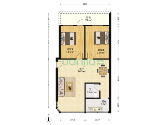 安怀内街小区 2室1厅1卫 92平方