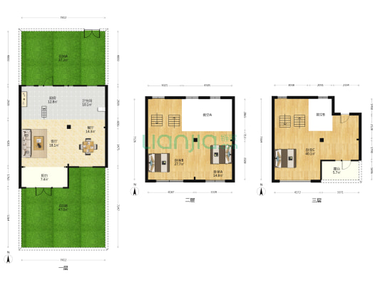花语江南坊 3室2厅1卫 182平方