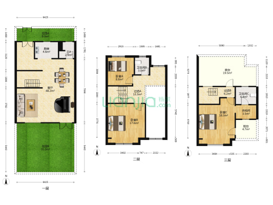 金轮湖晓兰庭 3室1厅3卫 144平方