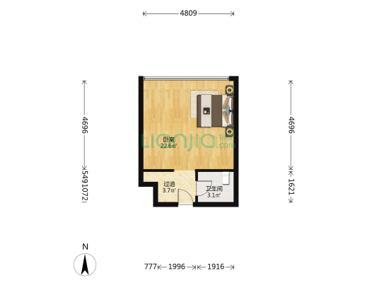华天国贸广场 1室0厅1卫 51平方