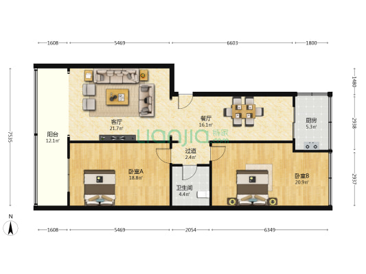 兰州地税局绣河沿家属院 2室2厅1卫 117平方