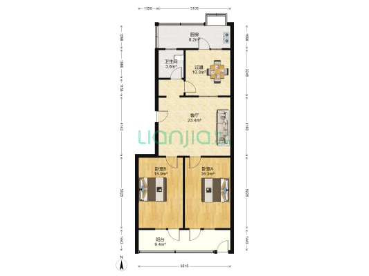 西里小区富华园 2室1厅1卫 95平方