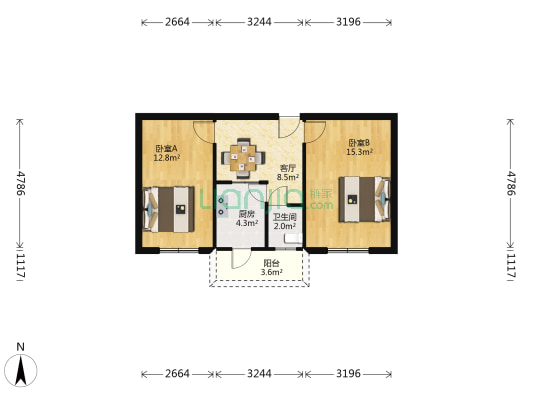 湖东北路27号 2室1厅1卫 52平方