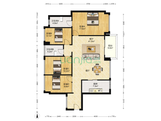 华策帝景湾 4室1厅2卫 112平方