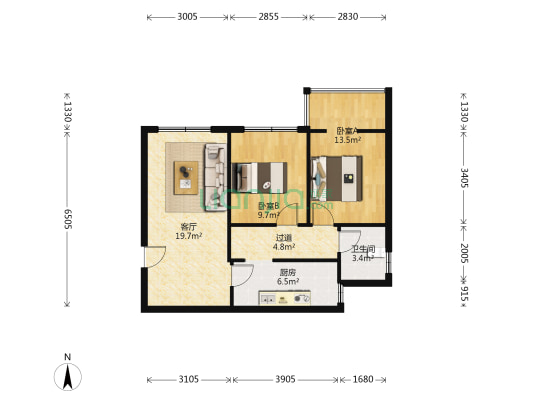 上城二期 2室1厅1卫 101平方