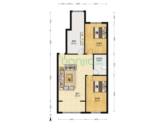 昌乐花苑 2室1厅1卫 98平方