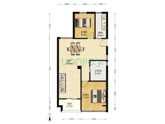 海洋家园 2室1厅1卫 96平方