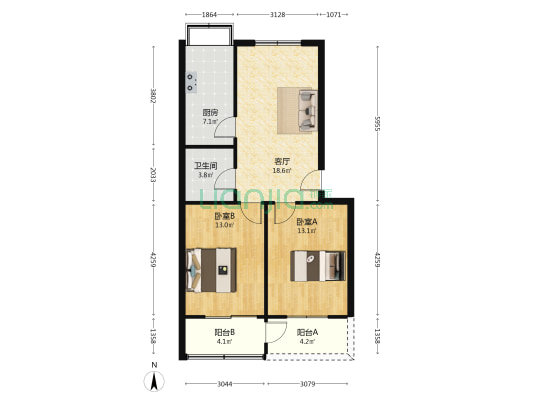 淮河东路58号 2室1厅1卫 74平方