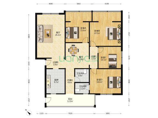 金马路一段232号 4室2厅2卫 156平方