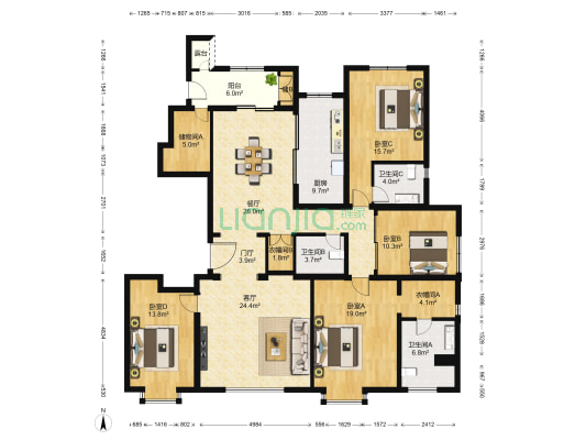 金成府 4室2厅3卫 230平方