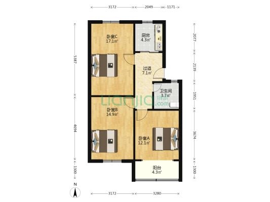 水仙家园 3室0厅1卫 81平方