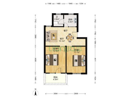 东聚苑 2室1厅1卫 74平方
