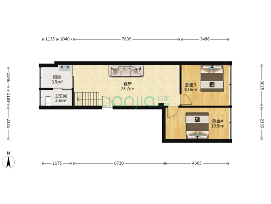 付家坡一路8号 2室1厅1卫 57平方