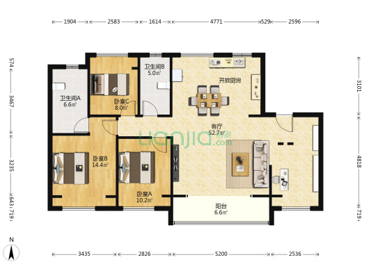 保利云上澄光 3室1厅2卫 124平方