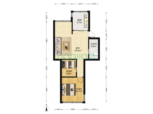 东福苑 2室1厅1卫 65平方