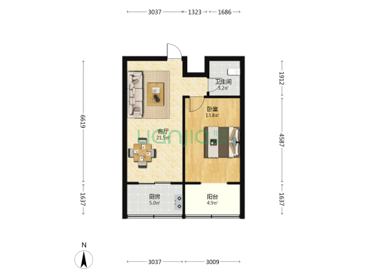 鱼池街8号 1室1厅1卫 60平方