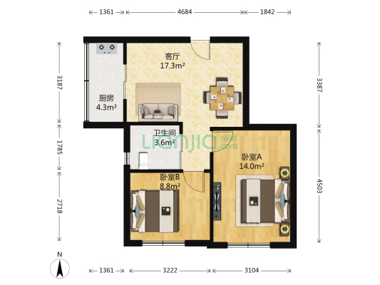西沟小区 2室1厅1卫 60平方