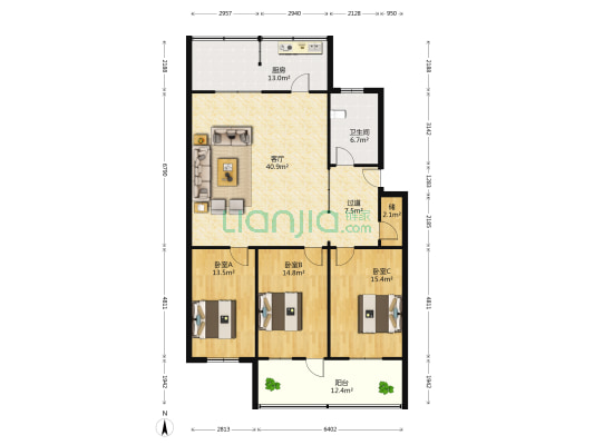 东关大街5号 3室1厅1卫 146平方