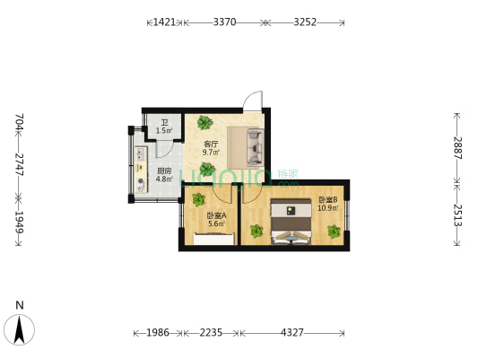 昆明学院 2室1厅1卫 33平方