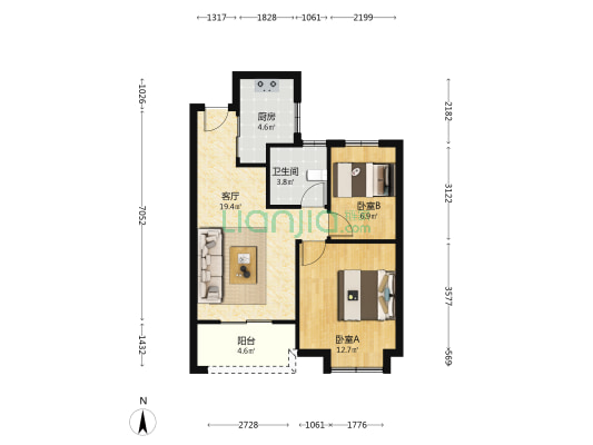 长泰海滨城悦海苑 2室1厅1卫 69平方