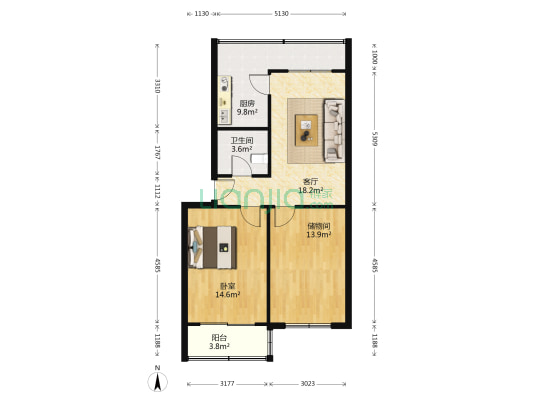 六街楼源达胡同 1室1厅1卫 80平方