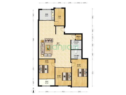 建民三街 4室1厅2卫 150平方