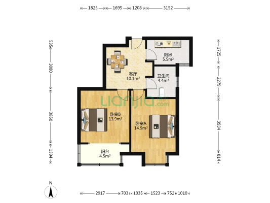 杨木桥新苑 2室1厅1卫 76平方