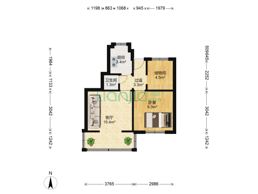 东风东路47号 1室1厅1卫 46平方