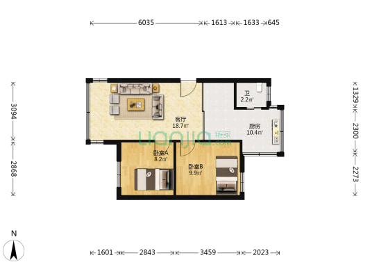 八达巷20号 2室1厅1卫 58平方