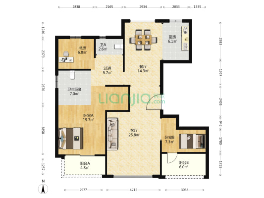 美的鼓楼前 3室2厅2卫 132平方