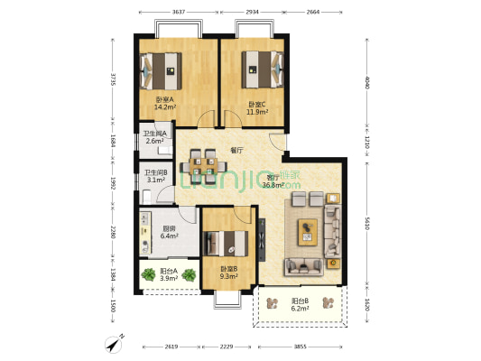 集美区侨英路 3室1厅2卫 115平方