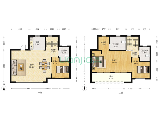 阳光城保亿翡丽云邸 3室1厅3卫 138平方