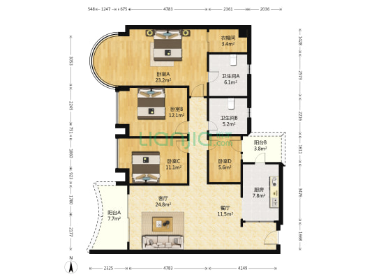 群英华庭 4室2厅2卫 145平方