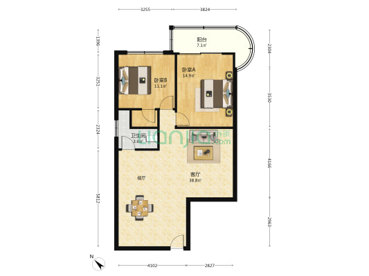 聚宝苑 2室1厅1卫 185平方